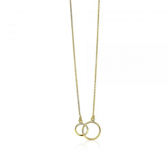 ZINZI Gold 14 karaat gouden collier open rondjes in elkaar 42cm ZGC115 - 51772