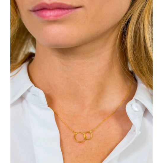 ZINZI Gold 14 karaat gouden collier open rondjes in elkaar 42cm ZGC115 - 51772