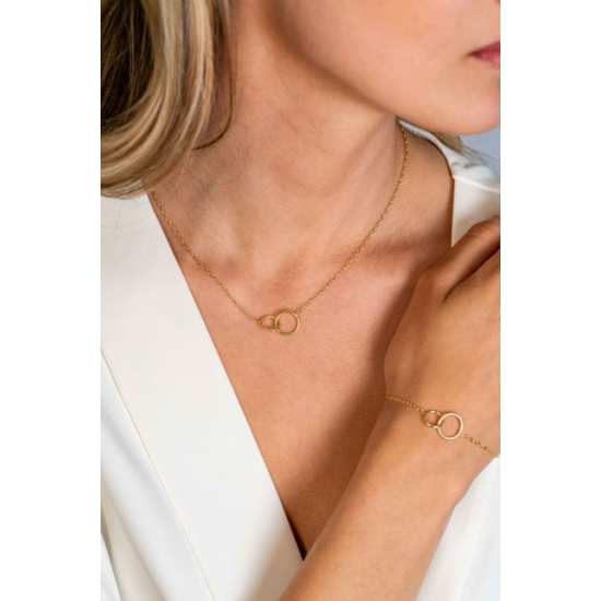 ZINZI gold plated zilveren paperclip schakel ketting met ronde vormen 42-45cm ZIC2275G - 51759