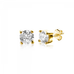 3mm ZINZI Gold 14 krt gouden oorknoppen 3mm met witte zirconia in chaton zetting ZGO385 - 51778