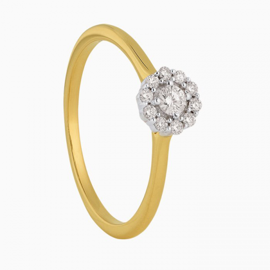 ECLAT Geelgouden Rozet Ring 0.16 CRT TW-SI diamand 14krt Maat 17,25 - 51785