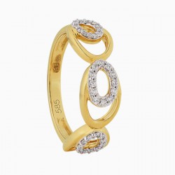 ECLAT Gouden bicolor ring met 0,20 crt TW-SI diamand 14krt Maat 17,5 - 51786