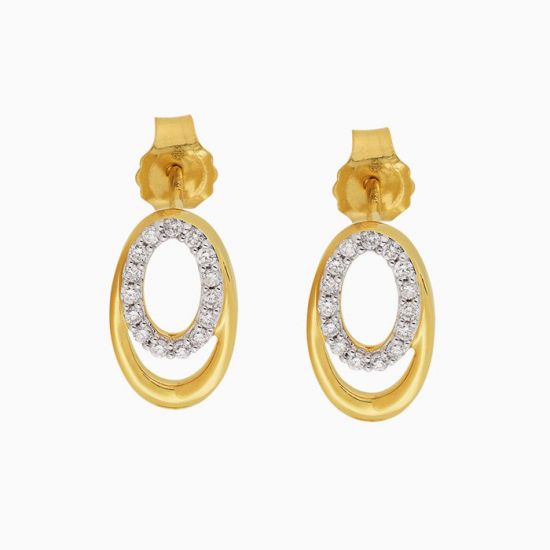 Gouden bicolor oorknoppen met 0,15 crt TW-SI diamand 14krt - 51787
