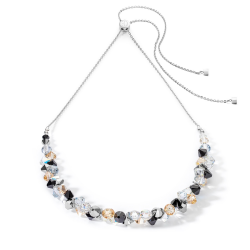 Coeur de Lion Dancing Crystals necklace silver black 30 tot 70cm 4639/10-1318 - 51821