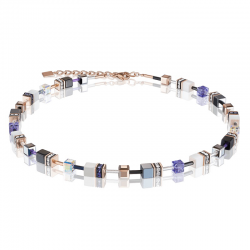 Coeur de Lion GeoCUBE® Iconic collier rosé goud wit & paars 43+2cm 4013/10-0800 - 51822