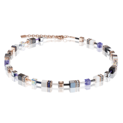 Coeur de Lion GeoCUBE® Iconic collier rosé goud wit & paars 43+2cm 4013/10-0800 - 51822