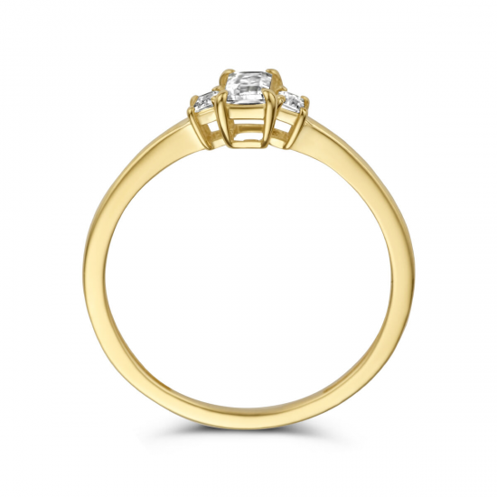 Geelgouden ring met zirkonia 5X2,5 mm  MAAT 17,75. - 51393