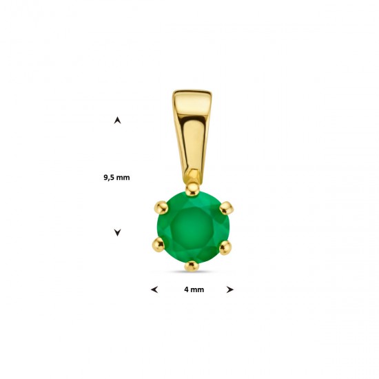 Gouden Hanger groen agaat met 6 pootjes - 51433