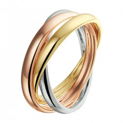Gouden ring 3 in een ring bicoller - 51438