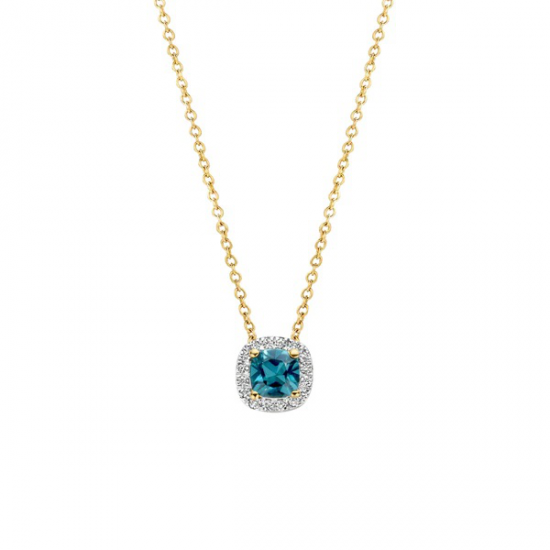 Blush Daimonds Halsketting 3607YDL - 14k Geel- en witgoud met diamant en London Blue Topaz - 51527