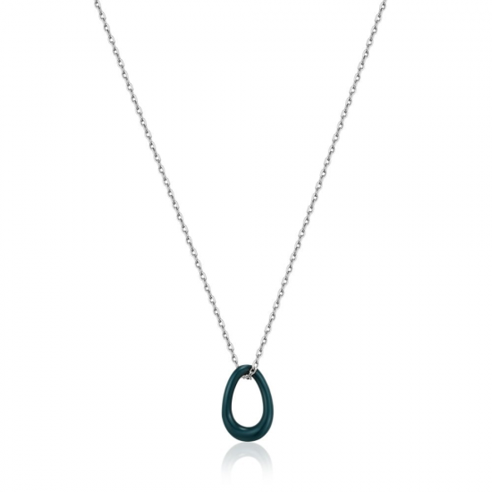 ANIA HAIE Forest Green Enamel Silver Twisted Pendant Necklace MAAT 45cm - 48193