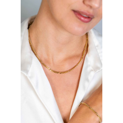 ZINZI gold plated zilveren figaro ketting 3,5mm breed 40-45cm ZIC2291G - 52043