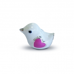 Bellini zilver em vogel met rose hartje - 52304
