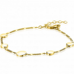 ZINZI zilveren armband 14K geel verguld ronde plaatjes met gourmet schakel 17-20cm ZIA2158G - 52374