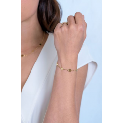 ZINZI zilveren armband 14K geel verguld ronde plaatjes met gourmet schakel 17-20cm ZIA2158G - 52374