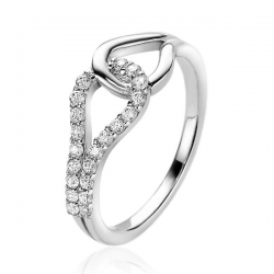 ZINZI zilveren ring symboliseert verbondenheid met witte zirconia's ZIR2119 - 52323