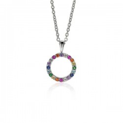 ZINZI zilveren hanger 12mm bezet met regenboog kleurstenen ZIH2170Z Zonder collier - 52581