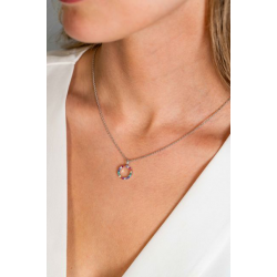 ZINZI zilveren hanger 12mm bezet met regenboog kleurstenen ZIH2170Z Zonder collier - 52581
