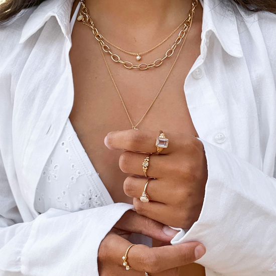 24Kae Ketting met parel zilver verguld 12401Y MAAT 40+5,5cm - 48608