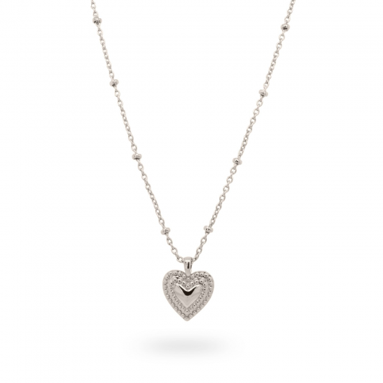 24Kae Ketting met hart zilver gerhodineerd 32406S MAAT 50+5,5cm - 48610