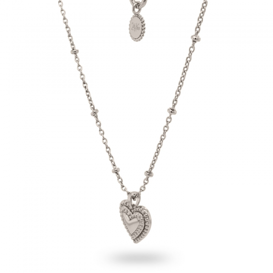 24Kae Ketting met hart zilver gerhodineerd 32406S MAAT 50+5,5cm - 48610