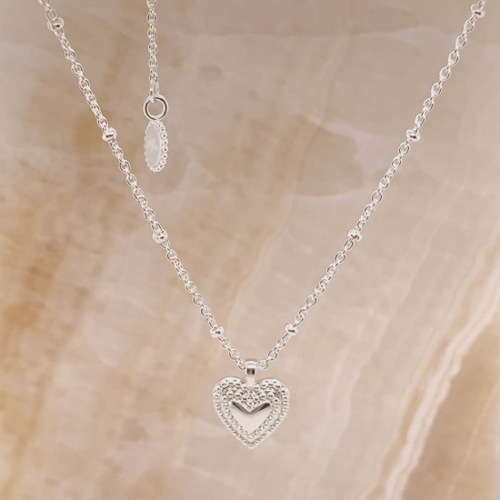24Kae Ketting met hart zilver gerhodineerd 32406S MAAT 50+5,5cm - 48610