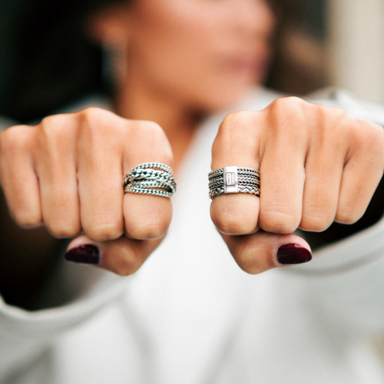 Buddha to Buddha 616 Multi Chain Nathalie Ring Silver MAAT 17 - 48519