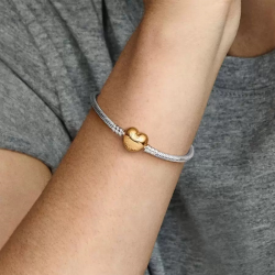 Pandora Moments Snake Chain Armband met Hartsluiting goud kleur MAAT 20 - 52770