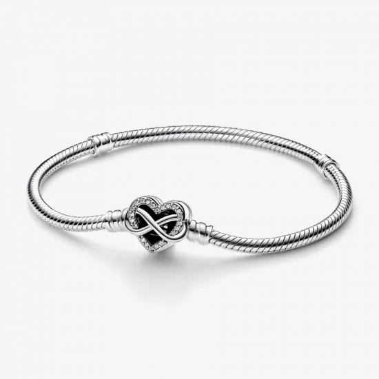 Pandora Moments Sprankelende Snake Chain Armband met Hartsluiting maat 20 - 52783