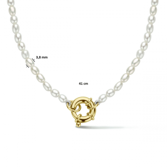 14krt collier parel 41 cm met groot springslot - 52986