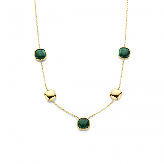 14krt collier malachiet 42 + 3 cm - 52985