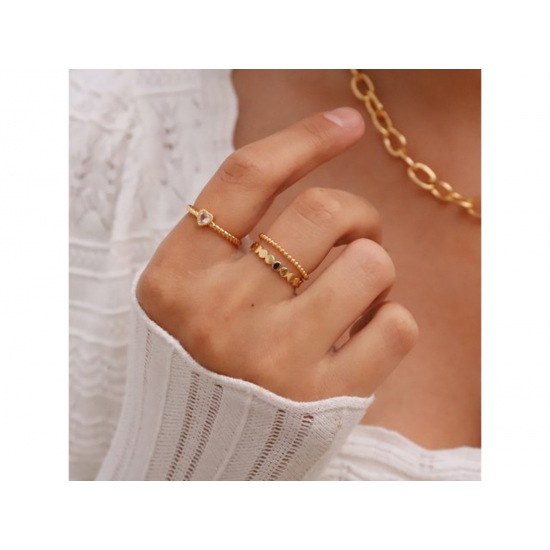 24Kae Hart Ring met stenen zilver verguld 12415Y MAAT 18 - 48590