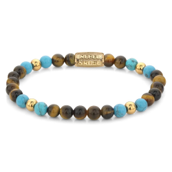 Rebel & Rose Armband Mix Tiger Turquoise - 18 ct yellow gold ionplated RR-60104-G-S - 53033
