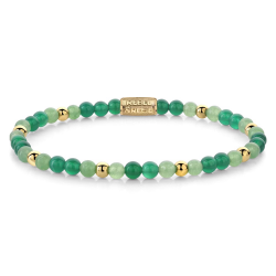 Rebel & Rose Armband Green Morning Vibes - 18 ct yellow gold ionplated Vrouw  Armband  Kralen  Groen  Goud  Mix  4mm - 53045