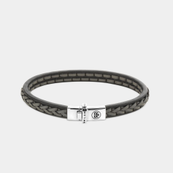 Rebel & Rose Armband Absolutely Leather Single Stranded Black Grey MAAT 19cm - 48715
