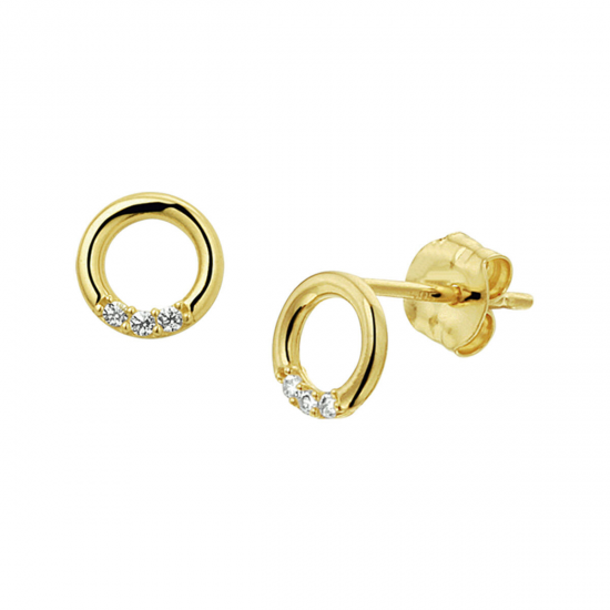 14 krt geelgouden oorknoppen rondje zirkonia 4020692 - 52619