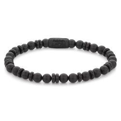 Rebel & Rose Variations All-Black Man Armband Kralen Zwart 6mm RR-60107-B-L - 53163