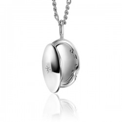 ZINZI zilveren medaillon ovaal glanzend bezet met witte zirconia ZIH2424 (exclusief ketting geprijsd) - 53186