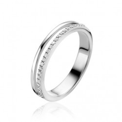 ZINZI zilveren multi-look ring, met de look van twee smalle ringen waarbij één ring is bezet met witte zirconia's ZIR2452 - 53201