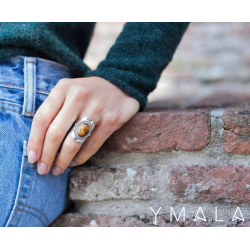 Ymala handmade Zilver Ring Tijgeroog MAAT 18,5 - 48847