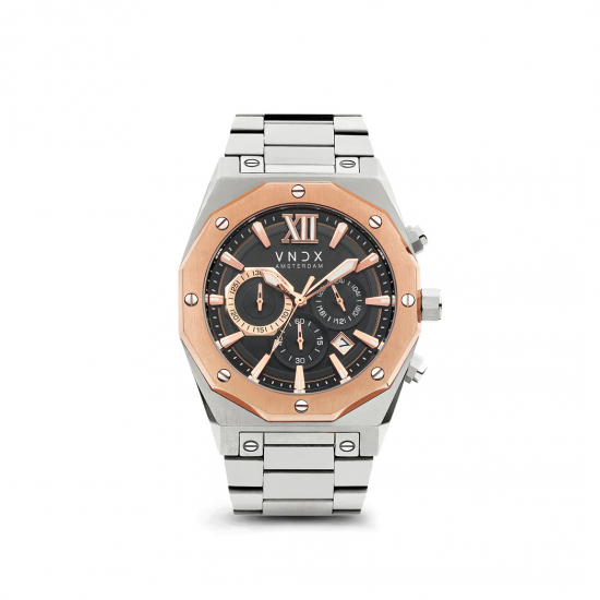 VNDX horloge Wise Man Staal Zilver Rose ms11885-tr - 53426