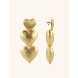 Lott Gioielli Houten Oorbellen Dubbel Hart M CEWO005-B39765 - 53464