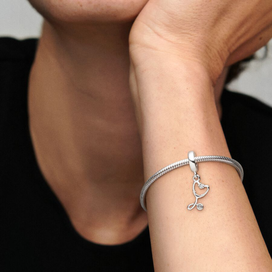 PANDORA Stethoscoop Hart Hangende bedel - 53266