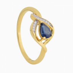 ECLAT gouden ring met 0,04 crt vs/si briljant en Blauw saffier MAAT 17,5 - 53577