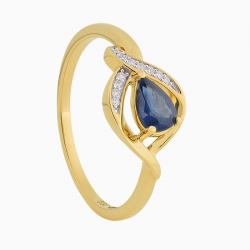 ECLAT gouden ring met 0,04 crt vs/si briljant en Blauw saffier MAAT 17,5 - 53577