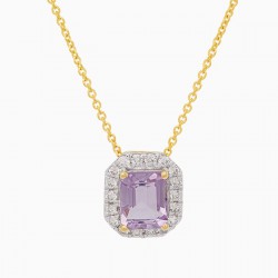 ECLAT gouden hanger met ketting  0,09 crt diamant en roze amethist - 53578