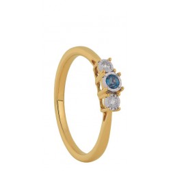 ECLAT Gouden ring met 0,05 crt diamant en London blauw topaas MAAT 17,75 - 53573