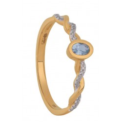 ECLAT Gouden ring met 0,15 crt diamant en sky blauw topaas MAAT 18,75 - 53574