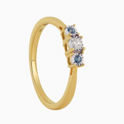 ECLAT Gouden ring met 0,07 crt diamant en Londen blauw topaas MAAT 17,5 - 53575