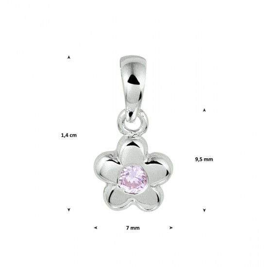 Zilveren hanger bloem roze zirkonia 1328568 - 53640